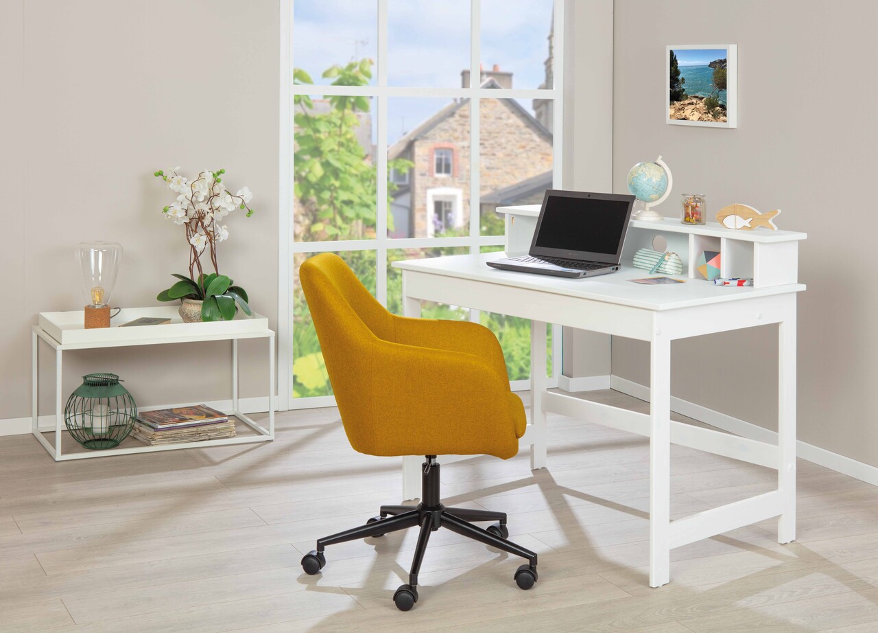 Birou Hilda, Inter Link, 110x68x74.9-92 cm, lemn, alb - imagine 6